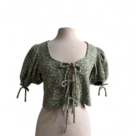 Free People Green Tie Top - Picture 3 of 5